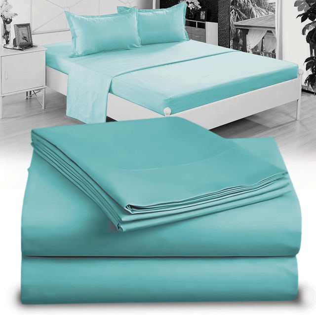 Extra-Soft Twin XL Microfiber Sheet Set - Aqua Blue